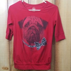 Faded Glory Girls Pug Quarter Sleeve Top Large